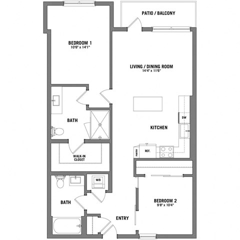 a floor plan of a bedroom floor plan with an open
